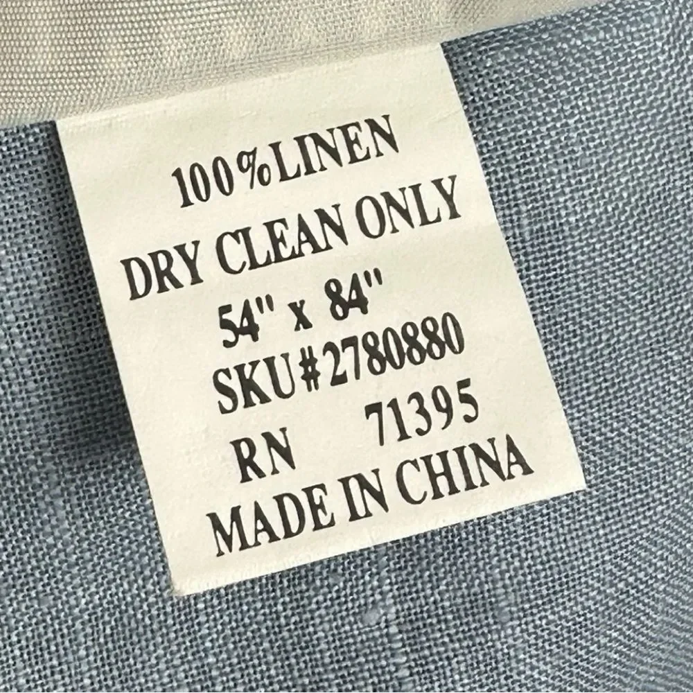 Pottery Barn Solid Dusty Blue 100% Linen Tied Ring Set of 2 Curtains 54”x84”
